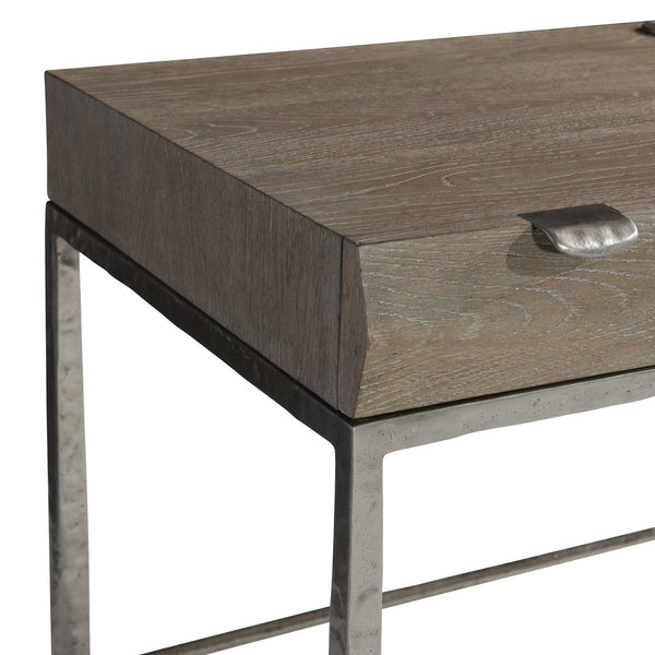 Bernhardt Bernhardt Aventura Desk With White Oak Top, Textured Aluminum Frame, Integrated Power & Drawers D21514