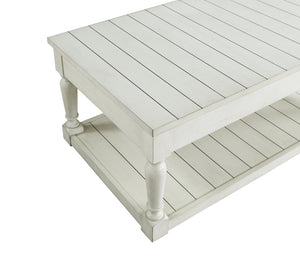 English Elm Steve Silver - Hemingway Lift-Top 3-Piece White Wood Table Set with Plank Shelves, Turned Legs & Ebony Hardware B081S00394