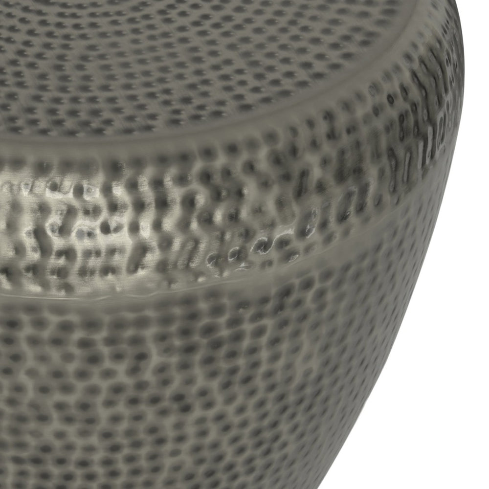 English Elm Preston - Handcrafted Antique Silver Metal Side Table With Drum Design For Chic Modern Interiors B136P159935-GIGA