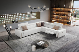 VIG Furniture Lamod Italia Bogart - Italian Modern White Leather Sectional Sofa Bed with Recliner VGNT-BOGART-WHT