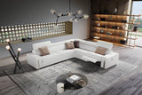 Lamod Italia Bogart - Italian Modern White Leather Sectional Sofa Bed with Recliner