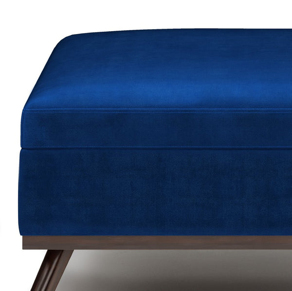 English Elm Owen Square Velvet Storage Ottoman - Versatile Mid-Century Coffee Table & Footrest In Blue Color B136P159170-GIGA
