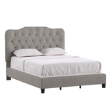 Homelegance By Top-Line Cosette Adjustable Diamond Tufted Camelback Bed Black Linen