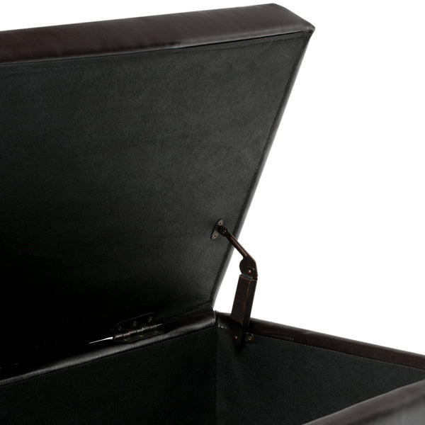 English Elm Hamilton Storage Ottoman – Elegant Coffee Brown Faux Leather With Hidden Storage & Versatile Use B136P158170