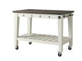 Steve Silver Cayla Kitchen Cart, Two Tone with Casters, Hooks, Towel Bars & Lower Shelf - 28 x 50 x 36.25