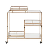 Homelegance By Top-Line Byron Champagne Gold and Mirror Bar Cart Gold Metal