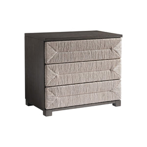 Bernhardt Bernhardt Palma Nightstand With Woven Abaca Drawers, Rustic Grey Oak, Push-To-Open & Usb Charging 369232