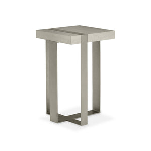 Bernhardt Bernhardt Tempo Wire-Brushed Oak Accent Table With Satin Nickel Bands — Rustic Modern 14"X14"X22" 346116