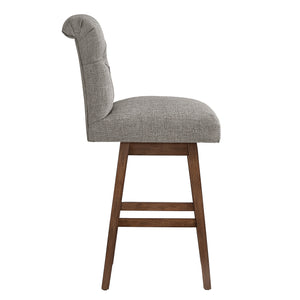 Homelegance By Top-Line Jacinta Tufted Linen Upholstered Swivel Stools (Set of 2) Brown Rubberwood