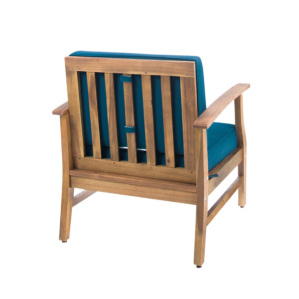 English Elm Perla Solid Acacia Outdoor Club Chair Slatted Hardwood Frame Resort Patio Seat 61442.00BLU-61442.00BLU