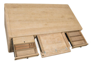 Hooker Furniture Retreat Executive Desk In Dune Finish — Oak & Maple Veneer, 7 Drawers, Locking Files, Cable Management 6950-10563-80