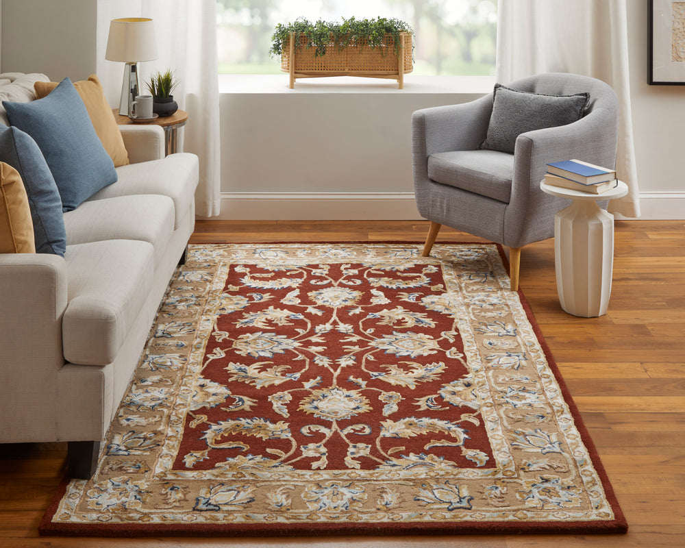 Feizy Rugs Prescott Hand-tufted Viscose & Wool Oriental Rug - Traditional Persian Design For Elegant Living Spaces Red,Tan,Ivory Viscose,Wool Pct8937frstbgef00