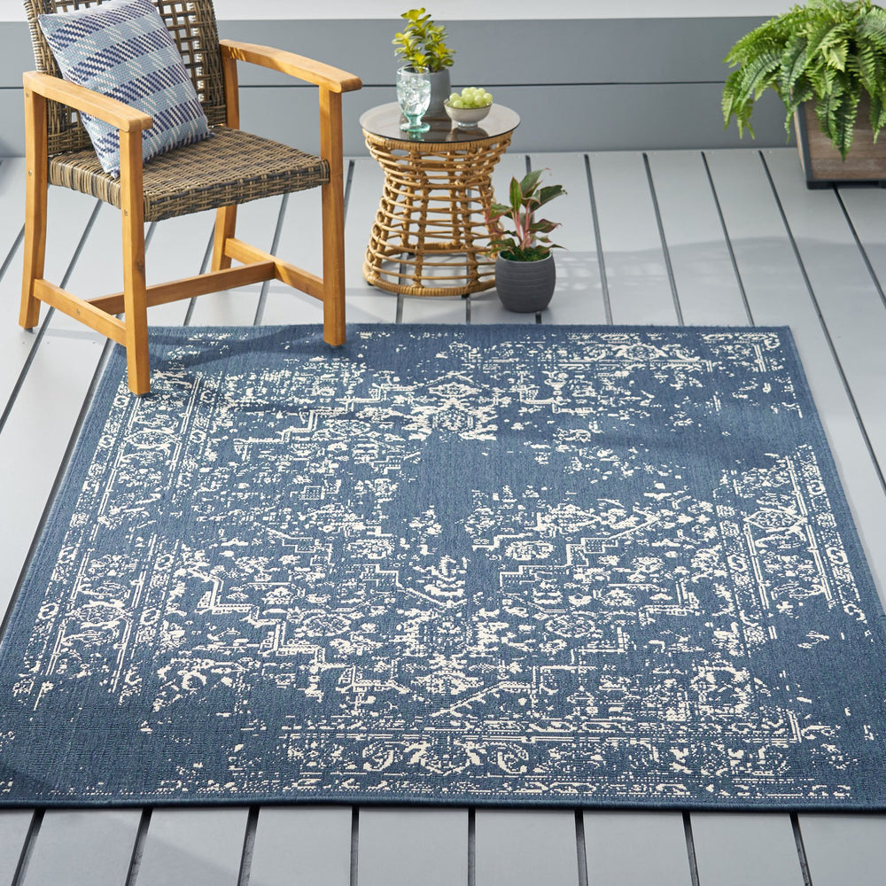 English Elm Christopher Knight Home® - 7'x5'3" Blue Polypropylene Area Rug — 100% Durable Low-Pile Handcrafted Design, 4mm Pile 72342.00