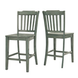 Homelegance By Top-Line Juliette Slat Back Wood Counter Height Chairs (Set of 2) Green Rubberwood