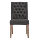 Homelegance By Top-Line Griffin Tufted Linen Upholstered Side Chairs (Set of 2) Dark Grey Rubberwood