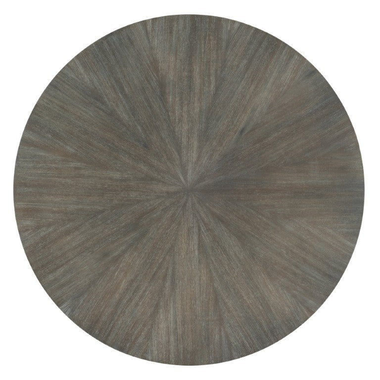 Hooker Furniture Round Starburst Cocktail Table With Acacia Veneer Top & Lower Shelf, Golden Brown Metal Frame, Transitional Design 5903-80111-85