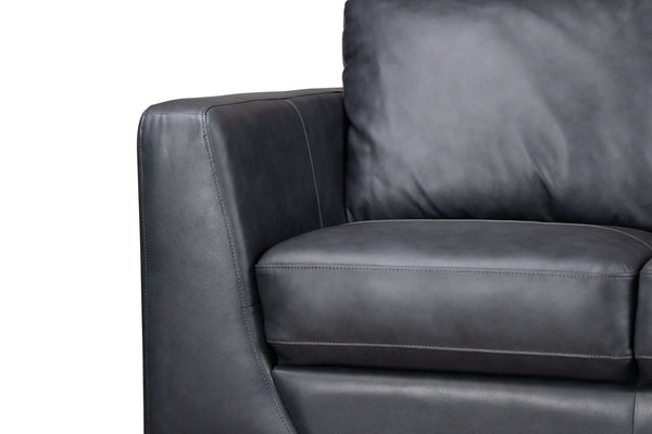 Porter Designs Porter Lucca Top Grain Leather Sofa In Dark Gray - Elegant Transitional Design For Modern Living Spaces Gray Leather 02-189-01-0277