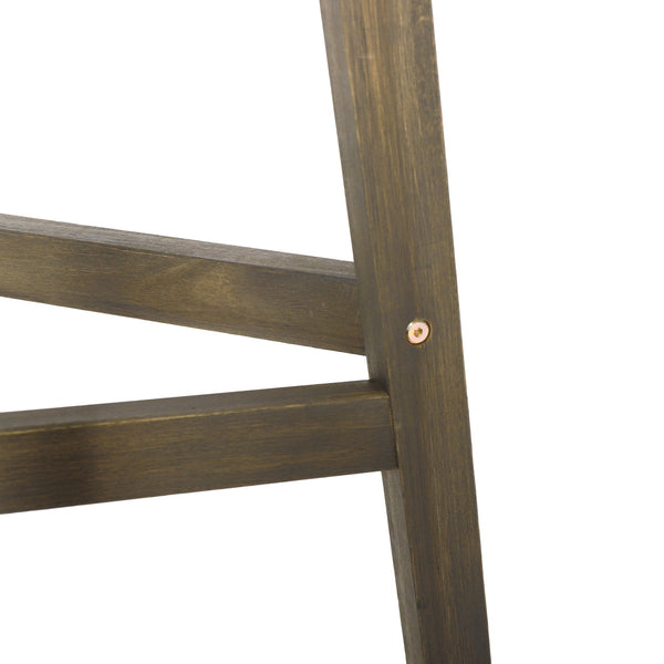 English Elm Christopher Knight Home® - LA La Brea Acacia Wood & Wicker Barstool Set of 2 — Outdoor Faux Rattan Seats with Iron X-Stretcher Frame Grey 65431.00GRY