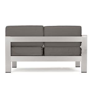 English Elm Cape Coral Modular Outdoor Sectional Aluminum Frame Khaki Cushions Glass Table 57591.00