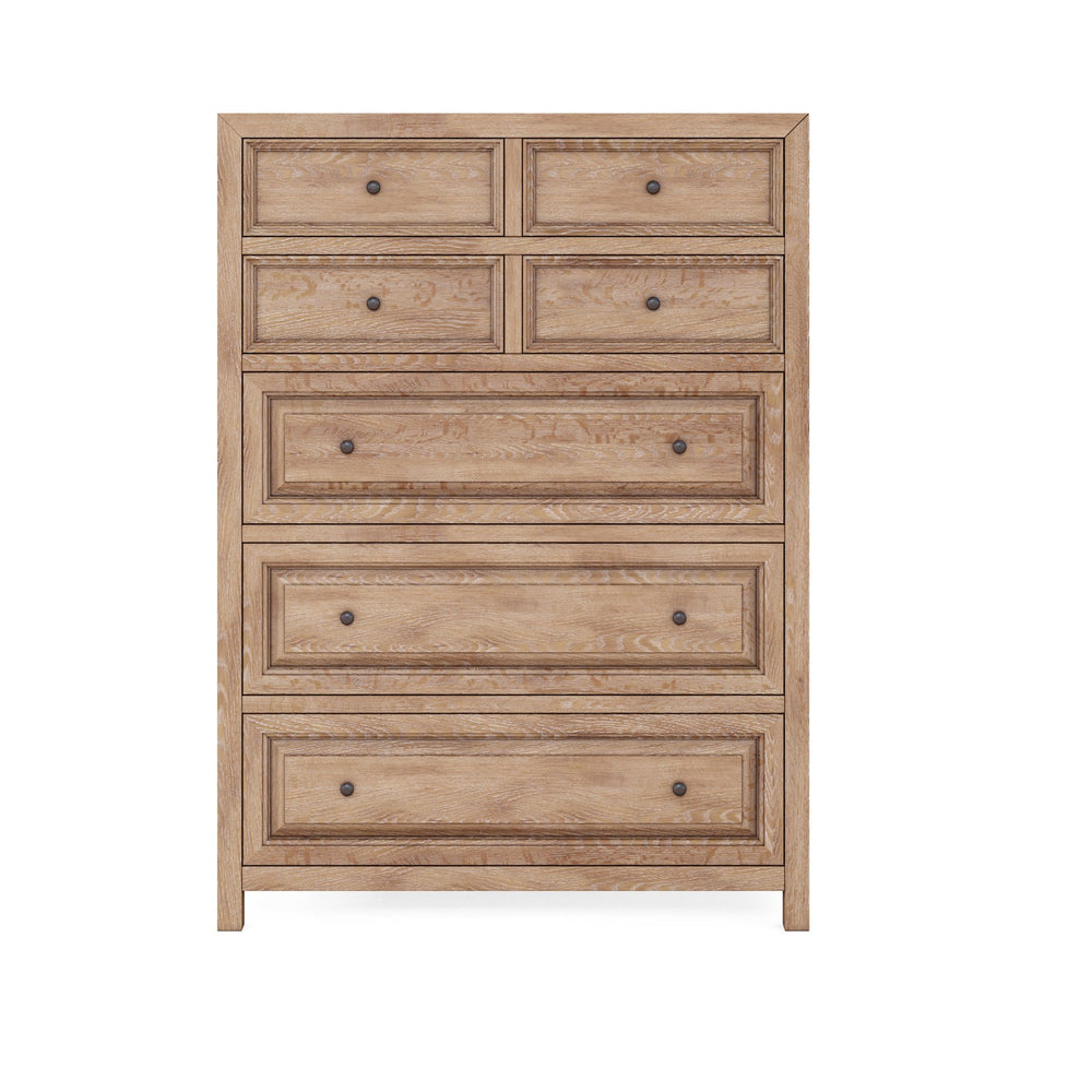 A.R.T. Furniture Post Drawer Chest - Stylish Cracked Almond Finish, 7 Spacious Drawers With Cedar Lining & Soft-close Glides Light Brown Ash & Pine Solid,Plank,Effect Flakey Oak And Birch Veneer,Metal 288151-2355
