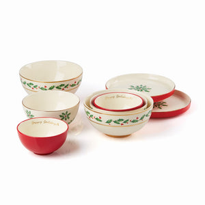 Lenox Holiday Luna 8-Piece Nesting Dinnerware Set Multi, IVORY PORCELAIN 893494
