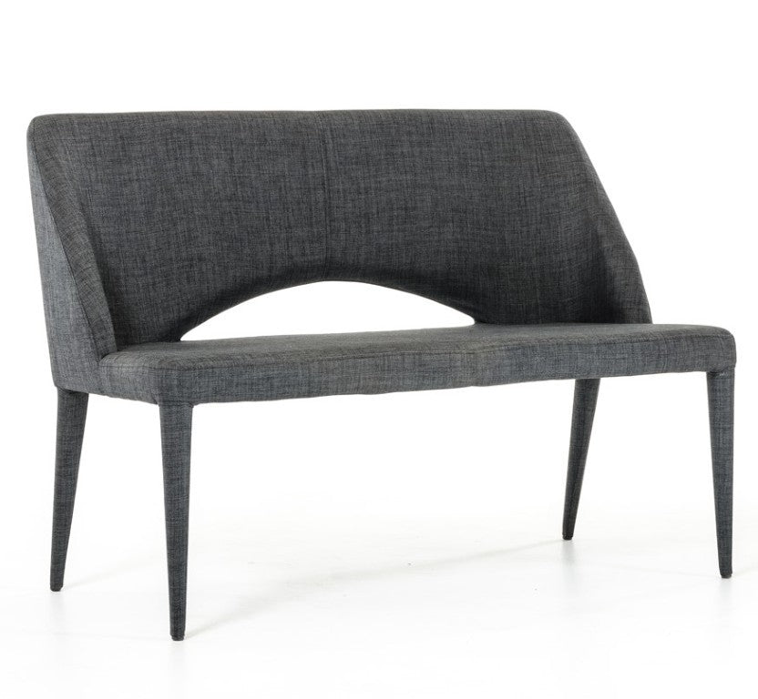 VIG Furniture Williamette Mid-Century Bench In Dark Grey Fabric — Fully Upholstered, Tapered Metal Legs, 45" Wide VGEUMC-8081CH