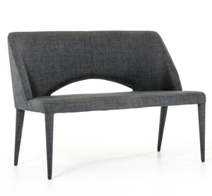 VIG Furniture Williamette Mid-Century Bench In Dark Grey Fabric — Fully Upholstered, Tapered Metal Legs, 45" Wide VGEUMC-8081CH