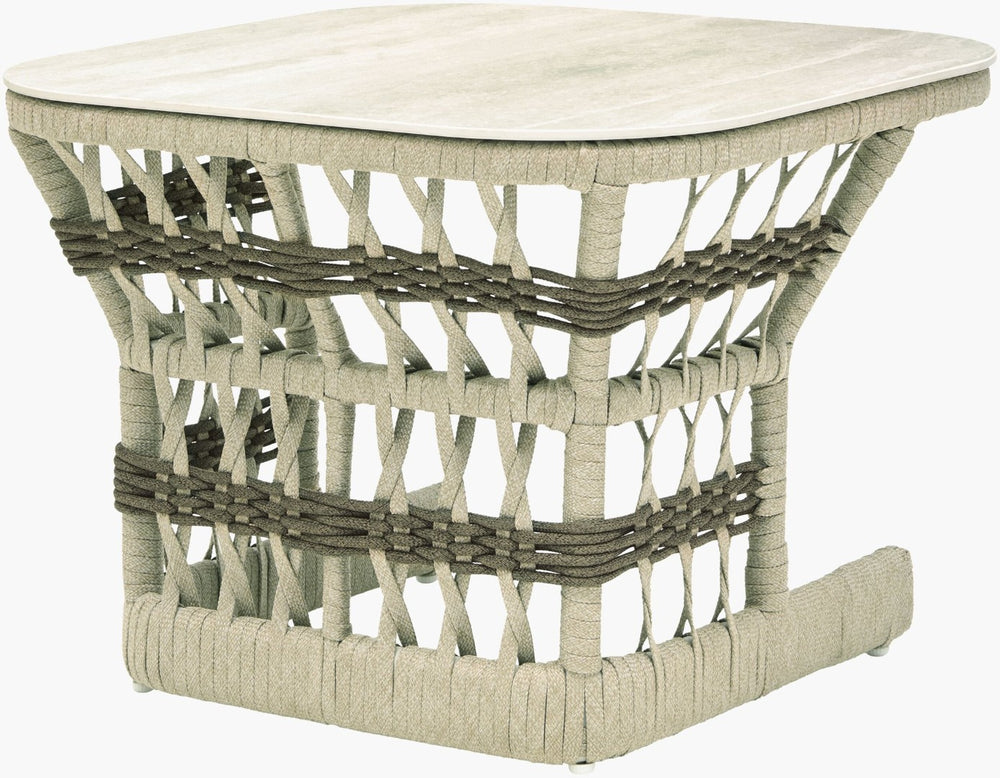 Surya Winder Cast Aluminum Square Outdoor End Table Modern Patio and Living Room Accent WIND006-182424