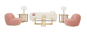 VIG Furniture Winfree Curved Off-White 3-Seater Sofa With Pale Pink Piping, Gold Legs & Plush Foam Support VGOD-ZW-22013-S
