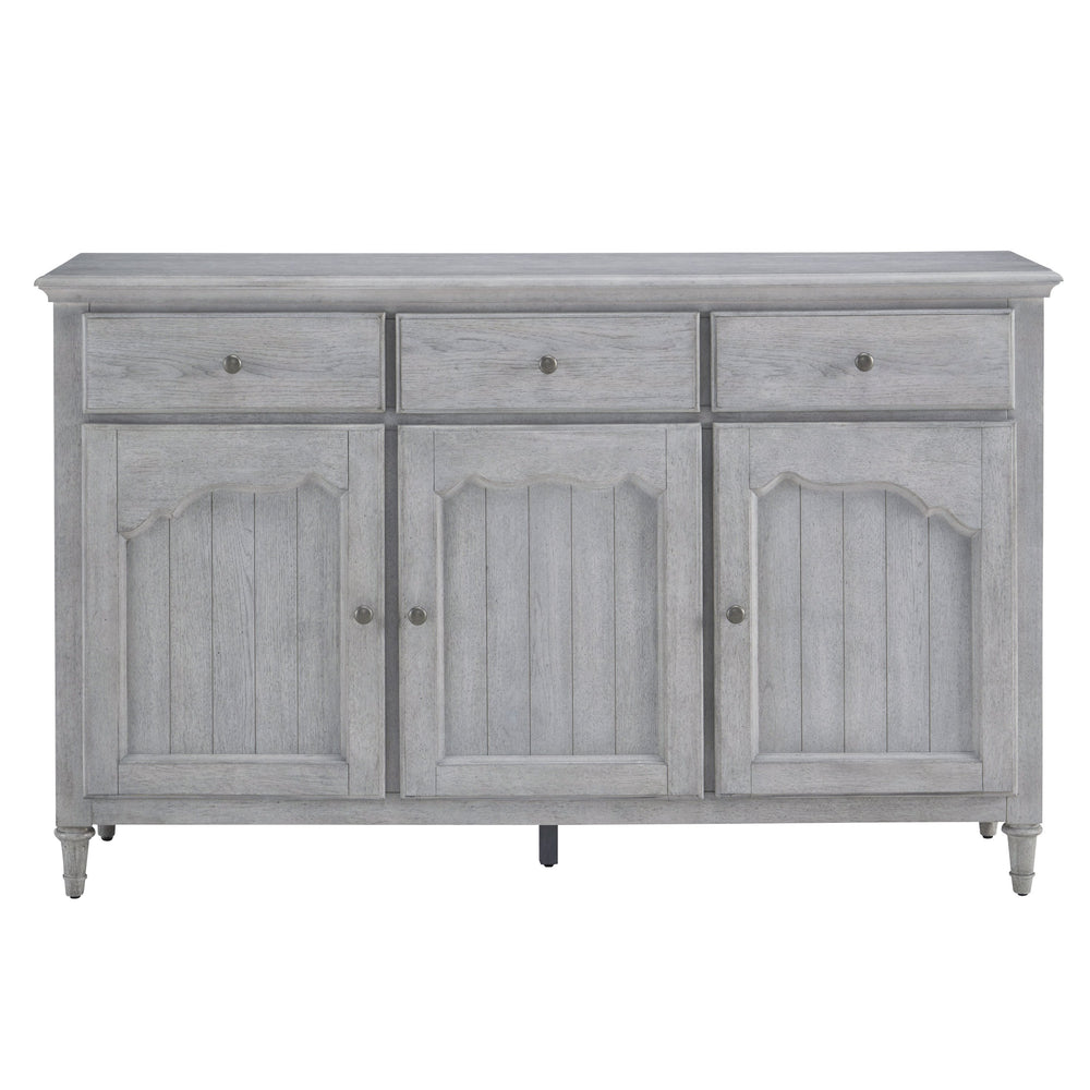 Pulaski Furniture 3-door Modern Farmhouse Credenza With Storage Drawers, Adjustable Shelves, And Chic Grey Finish Gray Flat Cut Hickory P301786-pulaski
