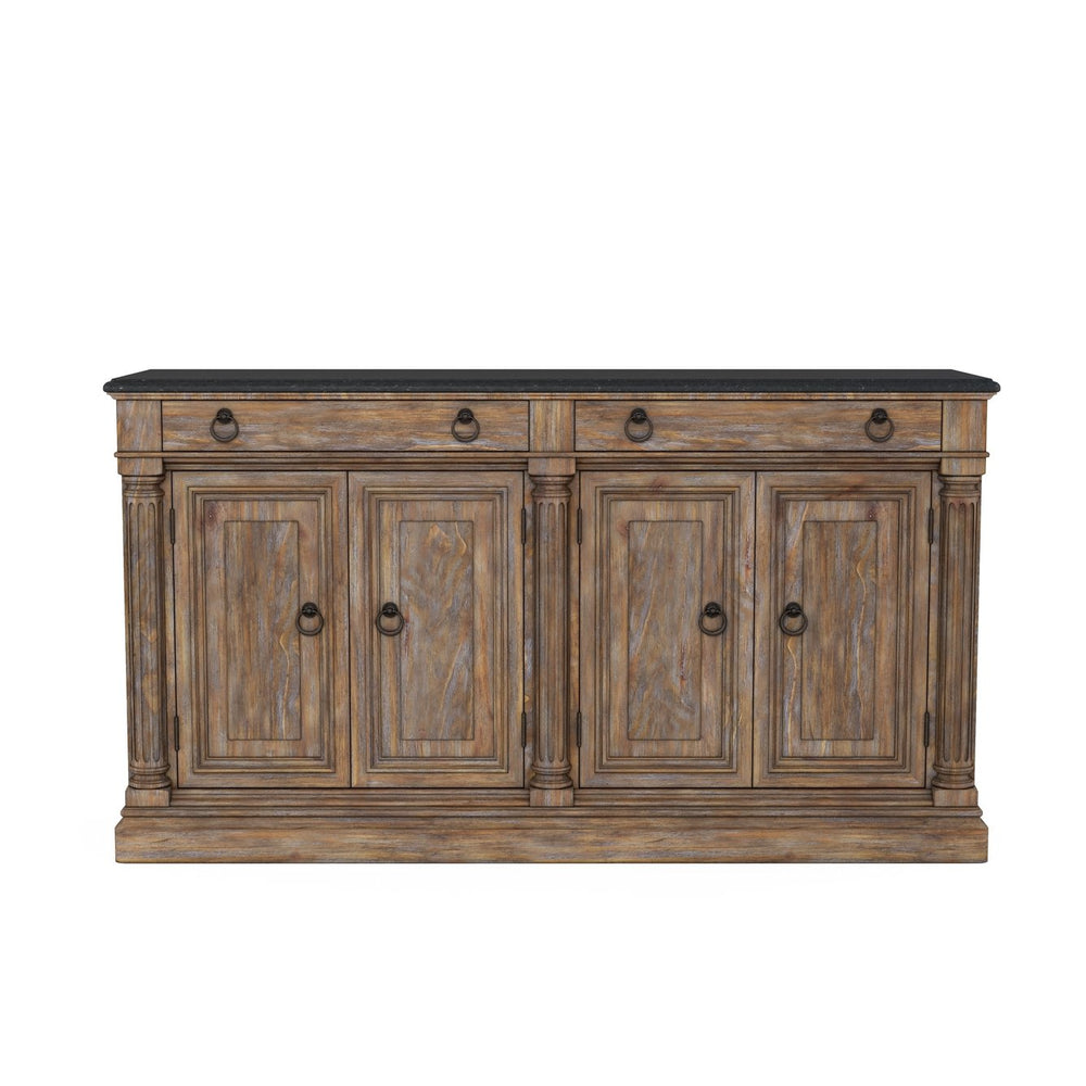 A.R.T. Furniture Architrave Buffet - Elegant New Traditional Design, Almond Finish, Black Granite Top & Wine Storage Brown Material, Pine Solids And Veneer,Granite,Metal 277252-2608