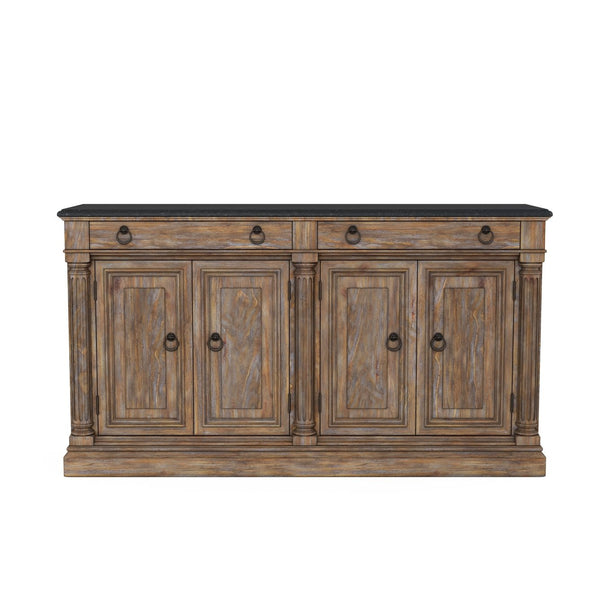 A.R.T. Furniture Architrave Buffet - Elegant New Traditional Design, Almond Finish, Black Granite Top & Wine Storage Brown Material, Pine Solids And Veneer,Granite,Metal 277252-2608