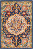 Nourison Passion PSN22 Machine Made Power-loomed Narrow Border Indoor Only Transitional Bohemian Rug Navy Multicolor, Navy Multicolor 100% Polypropylene 99446018786