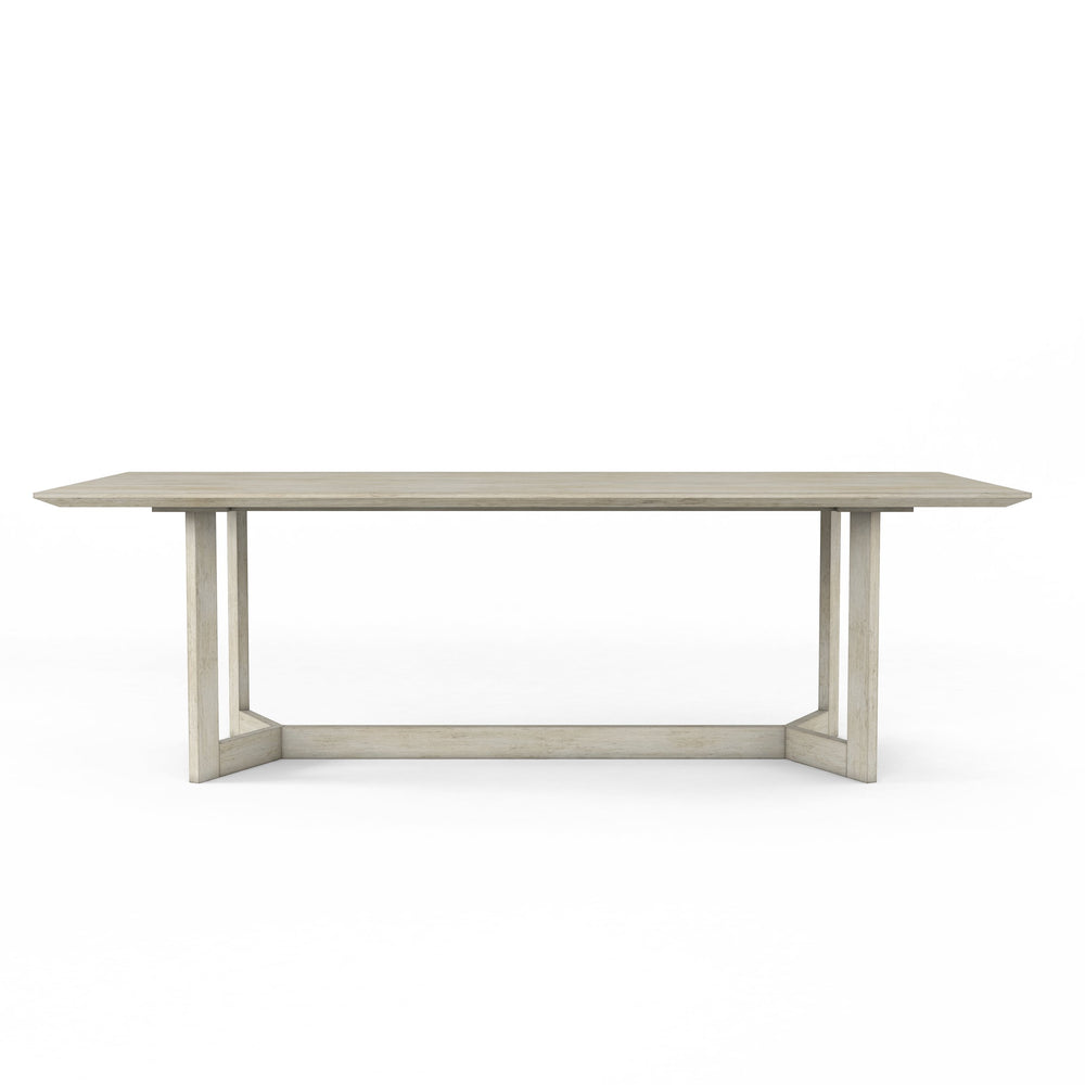A.R.T. Furniture Cotiere Contemporary Rectangular Dining Table With Adjustable Base, Stunning White Oak Finish Beige Parawood Solids,Mixed Split Cathedral Quarter,White Oak Veneer 299220-2349