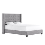 Homelegance By Top-Line Harlyn Tufted Linen Wingback Bed Grey Linen