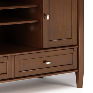 English Elm Warm Shaker Tv Media Stand In Russet Brown - Handcrafted Solid Wood With Storage & Cord Management B136P159673-GIGA