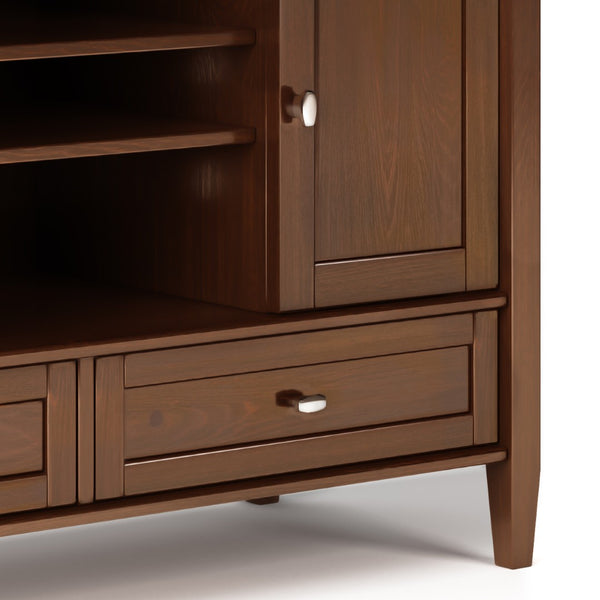 English Elm Warm Shaker Tv Media Stand In Russet Brown - Handcrafted Solid Wood With Storage & Cord Management B136P159673-GIGA