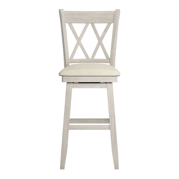 Homelegance By Top-Line Juliette Double X-Back Wood Swivel Bar Stool White Rubberwood