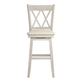 Homelegance By Top-Line Juliette Double X-Back Wood Swivel Bar Stool White Rubberwood