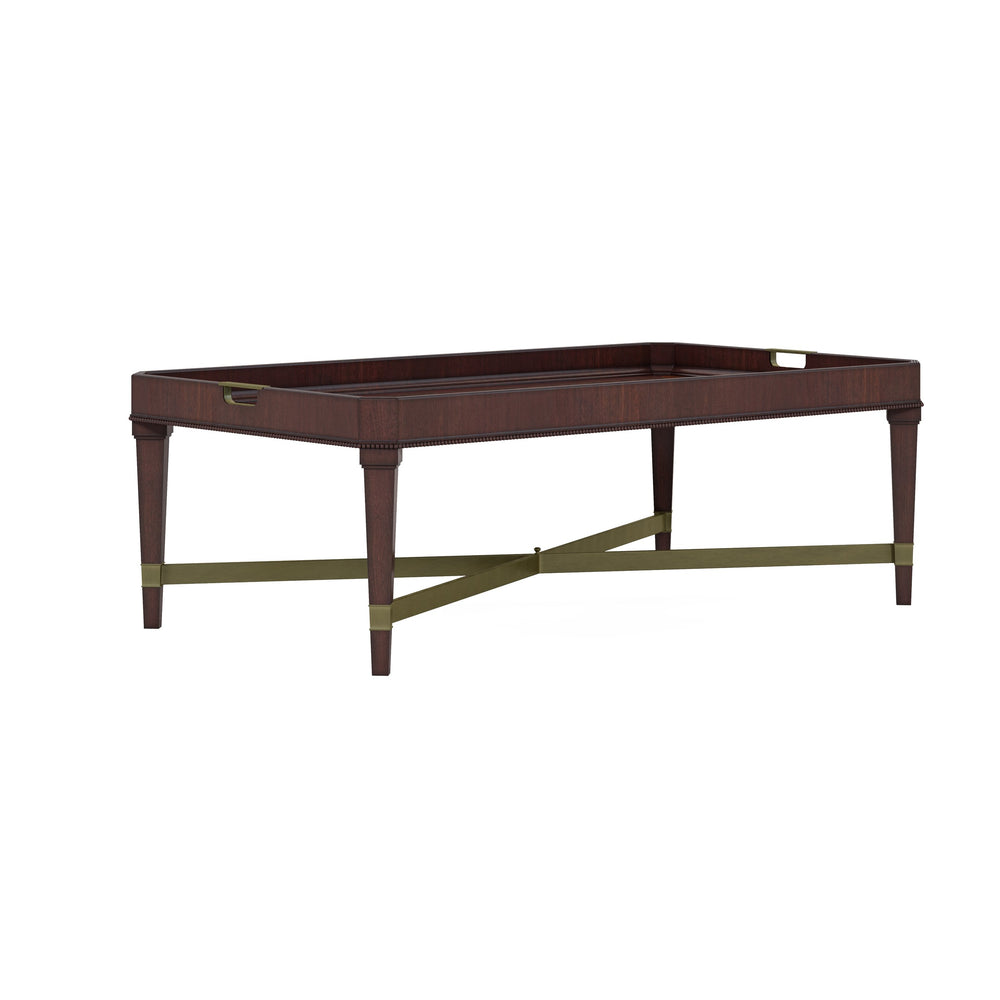 A.R.T. Furniture Revival Cocktail Table - Traditional Napa Mahogany Design With Satin Inlay & Aged Brass Accents Brown Rubberwood Solids,Quarter Mahogany Veneer,Resin,Metal 328300-1730