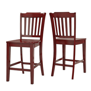 Homelegance By Top-Line Juliette Slat Back Wood Counter Height Chairs (Set of 2) Red Rubberwood