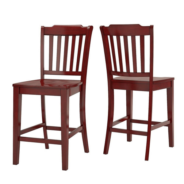 Homelegance By Top-Line Juliette Slat Back Wood Counter Height Chairs (Set of 2) Red Rubberwood