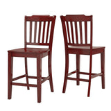 Homelegance By Top-Line Juliette Slat Back Wood Counter Height Chairs (Set of 2) Red Rubberwood