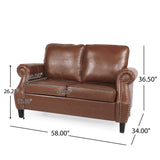 Christopher Knight Home® - Noble House - Lawton Contemporary Faux Leather Loveseat with Nailhead Trim