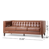 Christopher Knight Home® - Noble House - Pondway Contemporary Faux Leather Tufted 3 Seater Sofa