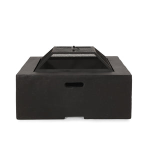 English Elm Outdoor Square Mgo Concrete Wood Burning Fire Pit with Spark Screen for Patio Gatherings 72476.00