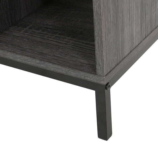English Elm Christopher Knight Home® - CUBE Contemporary Cube Unit Bookcase in Grey Oak with Faux Wood, Iron Legs, Shelves, Drawer & Cabinets 66446.00