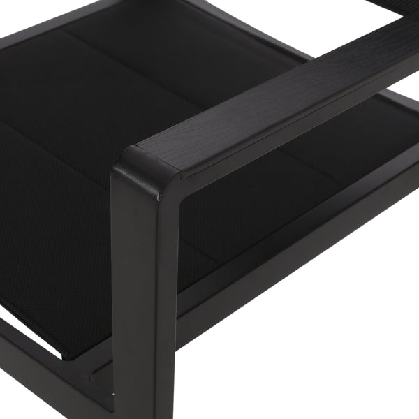 English Elm Christopher Knight Home® - WILBUR Aluminum Dining Chair - Black Outdoor Mesh Seat, Faux Wood Accents, Weather-Resistant Modern Design 73634.00BLK