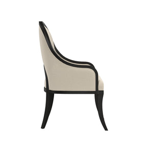 Atrium Exposed Wood Hostess Chair - Elegant Blackened Sable Finish with Beige Fabric Comfort