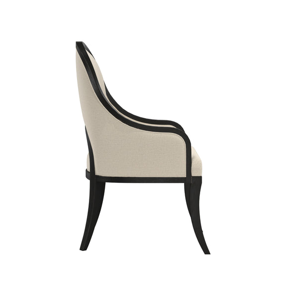 Atrium Exposed Wood Hostess Chair - Elegant Blackened Sable Finish with Beige Fabric Comfort